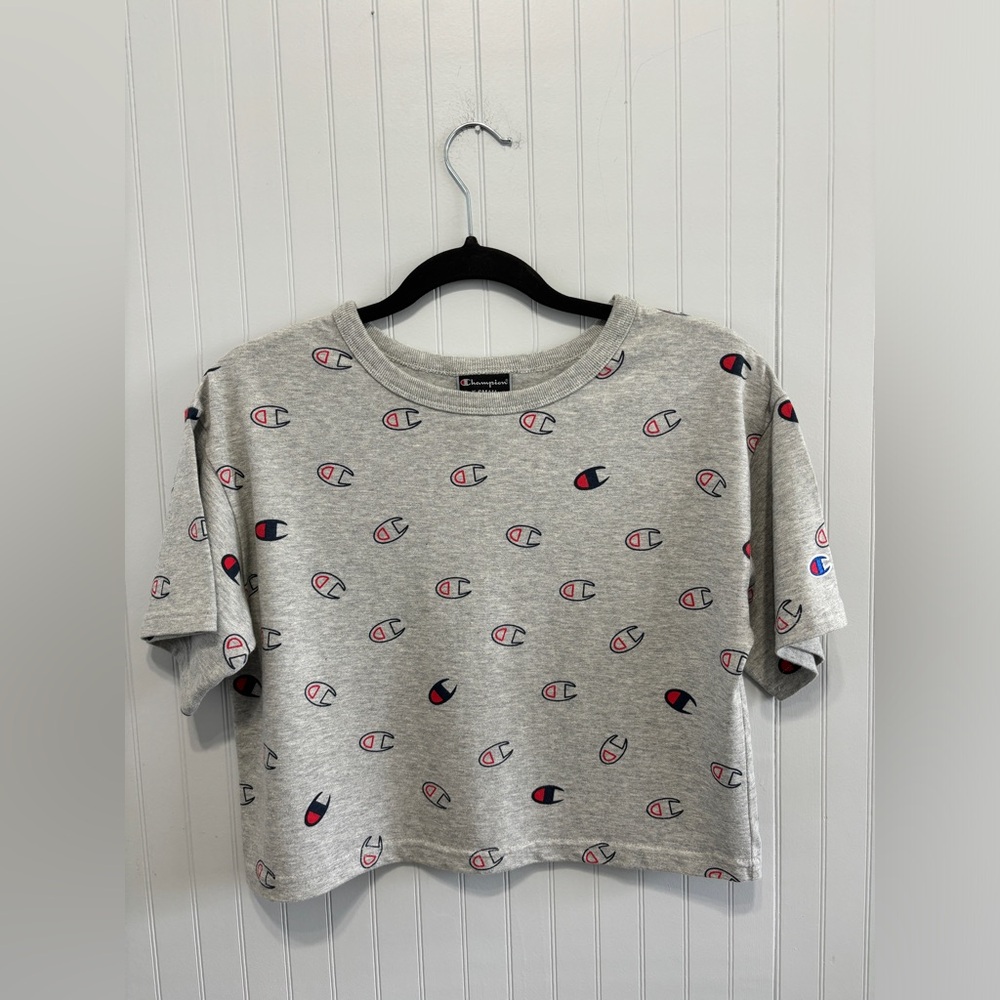 Champion Heritage Cropped Logo Tee Oxford Grey XS